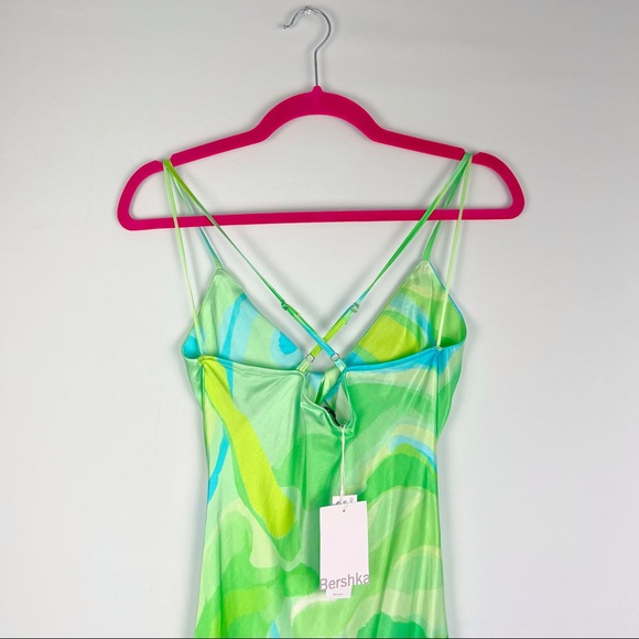 NWT Asos Twist Front Watercolour Midi Satin Style Dress S - Picture 6 of 10